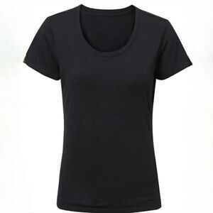Escalier Women's Black Scoop-neck Short Sleeve Tee
